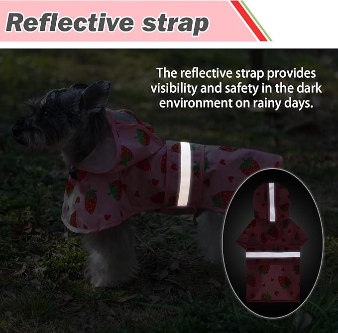 KOOLTAIL Dog Raincoat Hooded Slicker Poncho with Leash Hole, Dog Raincoat for Small Medium Dogs, Waterproof Pet Rain Jacket with Reflective Strip, Adjustable Breathable Puppy Rainwear