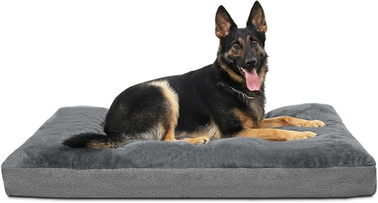 Dog Bed for Crate for Medium Large Sized Dog, Machine Washable Bed Plush Pet Kennel Pad with Non-Slip Bottom, Pet Sleeping Mat, 35x23 Inch, Dark Gray
