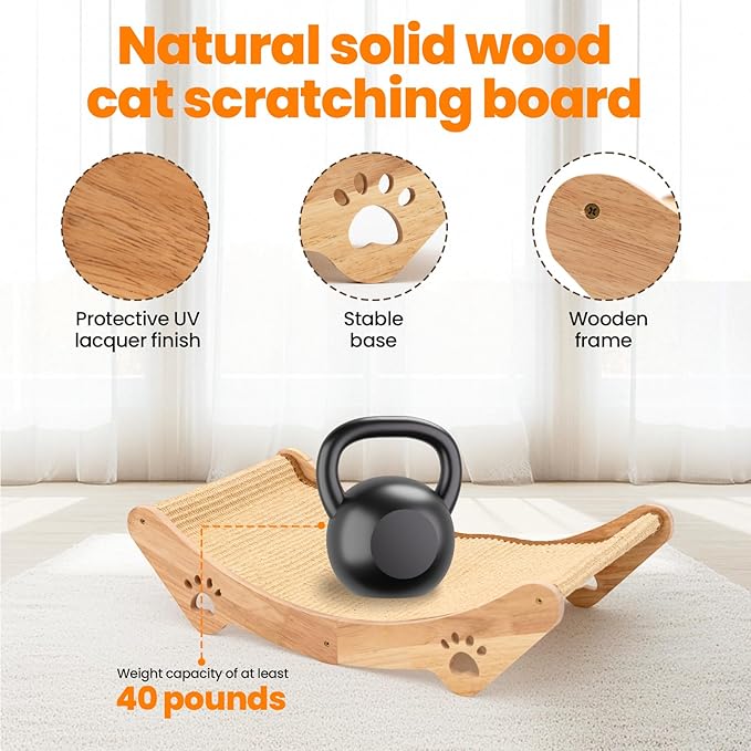 KEDAO Sisal Cat Scratcher Bed Scratching Posts for Indoor Cats Hammock Adults Kitty Curls Cat Scratcher Wooden Cats Furniture Scratching Pad