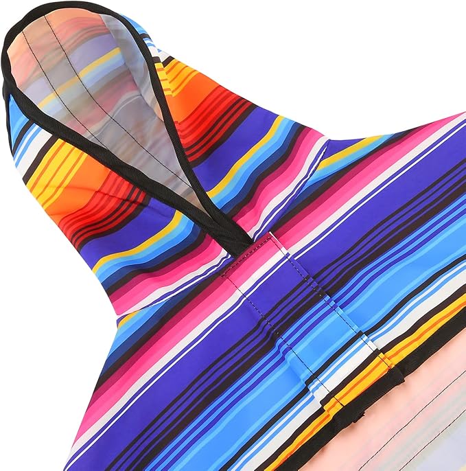HDE Dog Raincoat Jacket Reflective Adjustable Hooded Pet Poncho Rain Coat with Leash Hole for Small to X-Large Dogs Baja Stripes - XL