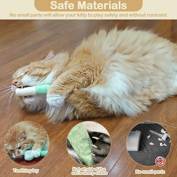 Tocirelo Catnip Toys for Indoor Cats - Cat Chew Toy Filled with 100% Pure 45000mg A+Organic Catnip, Bite Resistant Kitten Teething Toys, 3 Pack Interactive Cat Nip Kicker Toys for Anxiety Relief