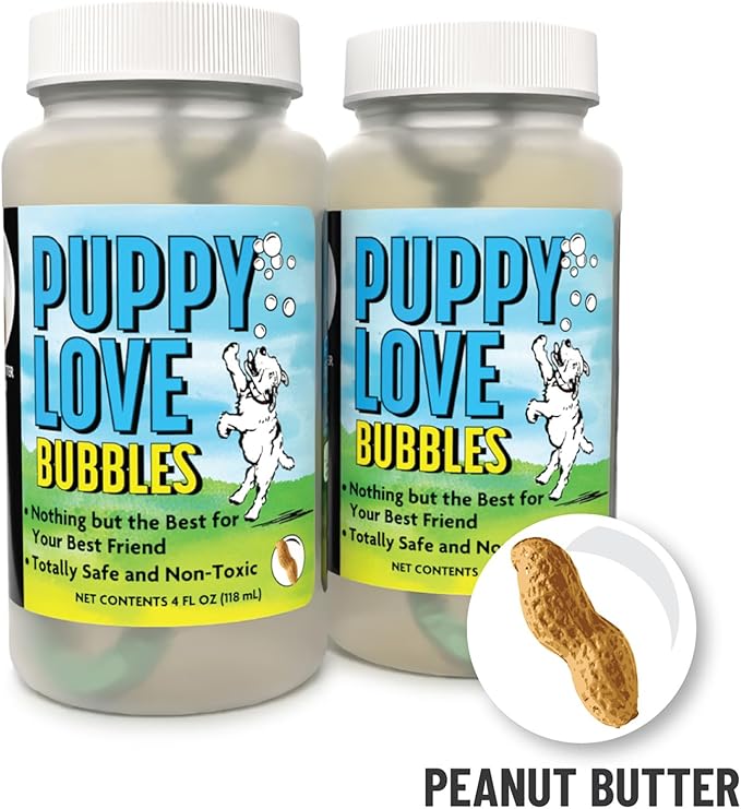 Puppy Love Bubbles, Peanut Butter Scented Bubbles 4oz. Bottle-2 Pack in Peanut Butter Flavor for Dogs