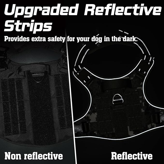 rabbitgoo Tactical Dog Harness Medium Sized Dog, No Pull Military Service Vest with Handle & Molle, Easy Control for Training Walking, Adjustable Reflective Straps, Green camo, M