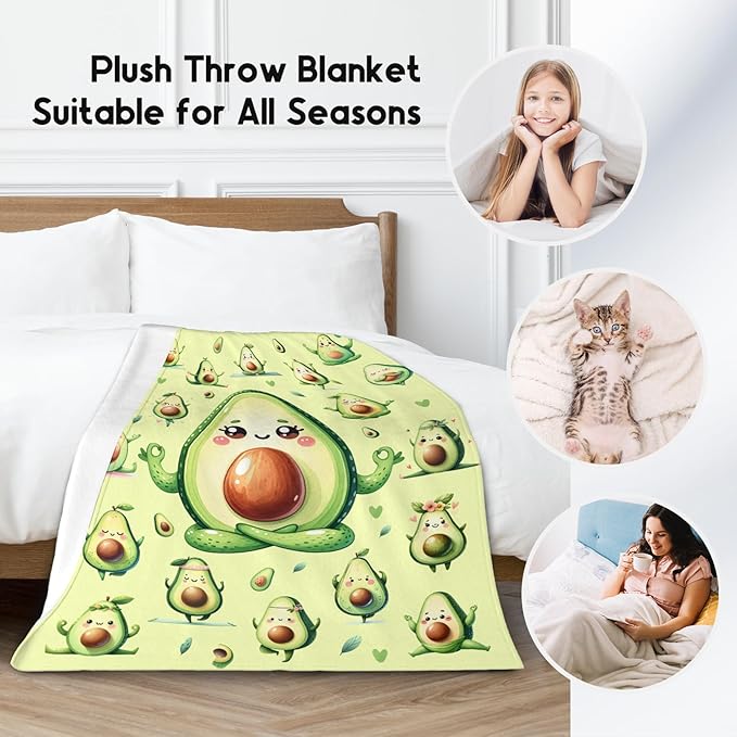 Girls Blankets Gifts, Avocado Blanket for Girls, Avocado Gifts for Kids Toddlers Daughter Women, Fluffy Flannel Throw for Sofa Couch Bed, 50"x60"