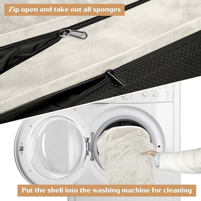 Comfort Expression Orthopedic Dog Bed for Extra Large Dogs 53x42 Inch, Waterproof Supportive Egg Crate Foam XXL Pet Bed with Removable Bolsters, Dog Couch with Washable Cover & Non-Slip Bottom, Beige