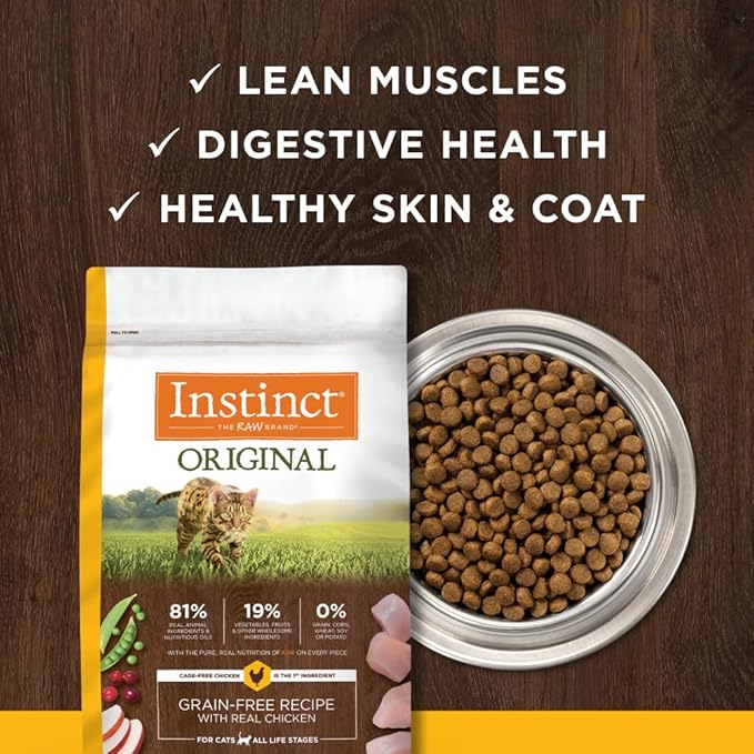 Instinct Original Dry Cat Food, Raw Coated Kibble, High Protein, Grain Free Recipe - Real Chicken, 11 lb. Bag