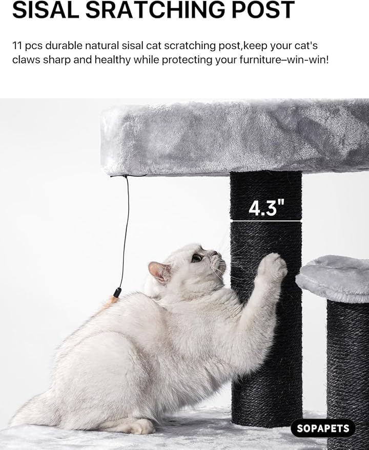 Extra Large Cat Tree for Maine Coon,65 Inches Tall Cat Tree Tower for Indoor Cats Large Adult 20 lbs,XXL Heavy Duty Luxury Sturdy Cat House with Big Hammock,Sisal Scratching Post,Condo