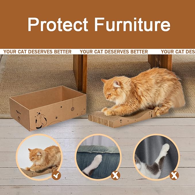Cat Scratcher Cardboard Scratch Pad Box for Indoor Cats,5pcs Scratching Board Bed Reversible Durable,with Catnip