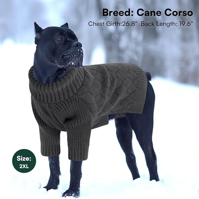 SUNFURA Dog Sweater Large Size Dogs, XL Dog Sweaters for Winter, Extra Large Breeds Girl Boy Pullover, Pet Knitted Knitwear Fall Sweatshirt for Pitbull, Labrador Retriever, Grey X-Large