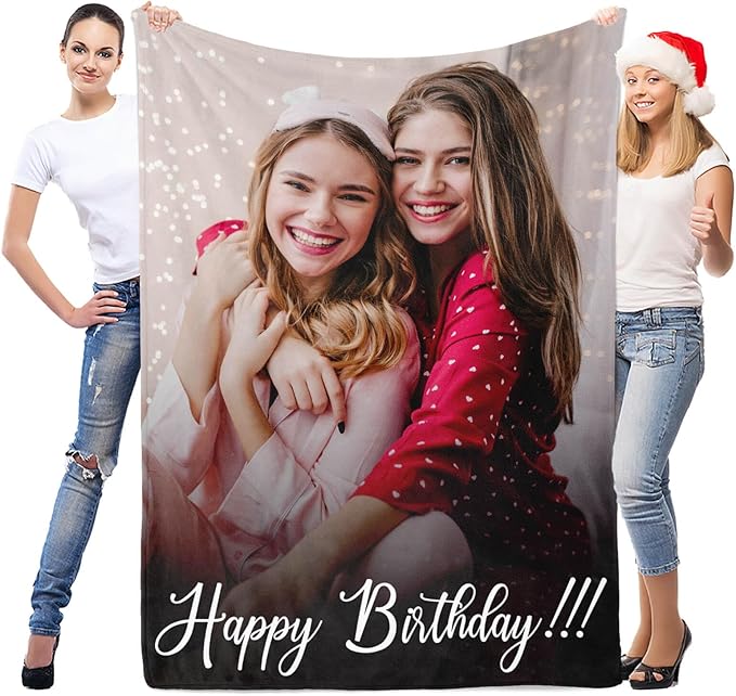 Personalized Blanket with Photo, Custom Blanket with Picture, Customized Photo Blankets, Customizable Blankets, Personalized Birthday Gifts for Women