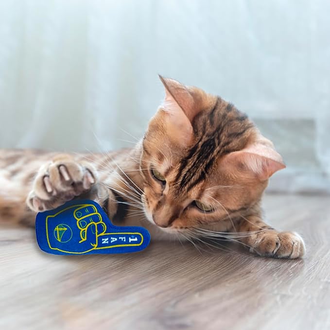 Best Plush CAT Toy: NBA Golden State Warriors Complete Set of 3 Piece Cat Toys Filled with Fresh Catnip. Includes: 1 Jersey Cat Toy, 1 Basketball Cat Toy with Feathers & 1#1 Fan Cat Toy. in Team Logo