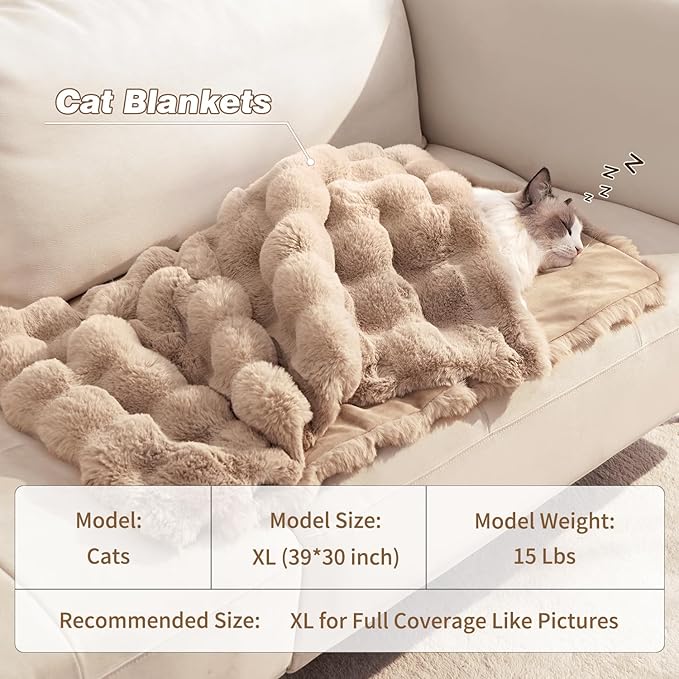 Dog Blanket Ultra Soft Fuzzy Faux Fur Cat Blankets for Indoor Cats Ultra Soft Plush Faux Fur Machine Washable Reversible Pet Throw Protector for Couch Furniture 39"X 30" Coffee