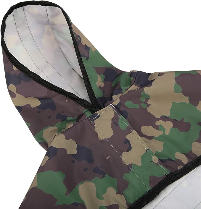 HDE Dog Raincoat Jacket Reflective Adjustable Hooded Pet Poncho Rain Coat with Leash Hole for Small to X-Large Dogs Camo - S