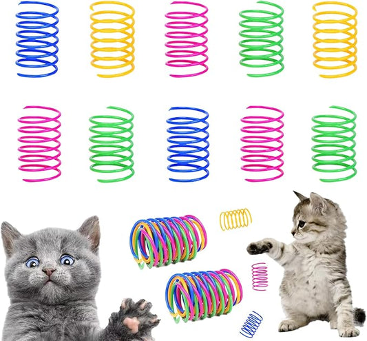 ISMARTEN Cat Spring Toy (100 Pack), Interactive Cat Exercise Toy for Indoor Cats, Multi-colored Plastic Coil for Kittens to Swat, Bite, Hunt