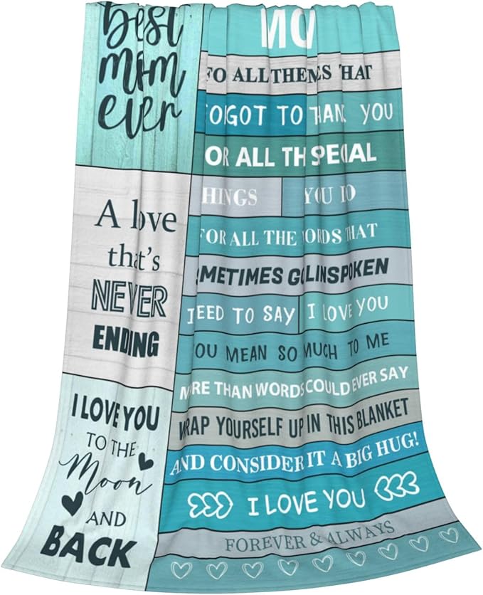 Best Mom Ever Mothers Day Throw Blanket, Super Soft Anti-Pilling Flannel Blankets,Best Gift for Mom, Happy Mothers Day Decor Indoor, Lightweight Fleece Blanket for Sofa Couch Bed 80”x60”