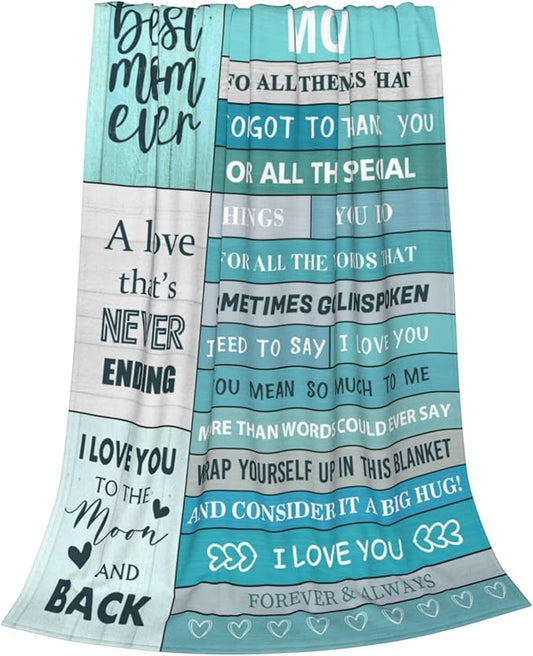 Best Mom Ever Mothers Day Throw Blanket, Super Soft Anti-Pilling Flannel Blankets,Best Gift for Mom, Happy Mothers Day Decor Indoor, Lightweight Fleece Blanket for Sofa Couch Bed 80”x60”