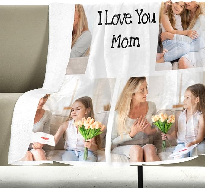 Personalized Mom Blankets, Custom Photo Blanket, Personalized Blanket with Photo, Customized Picture Blankets, Personalized Birthday Gifts for Mom, Baby, Kid, Family