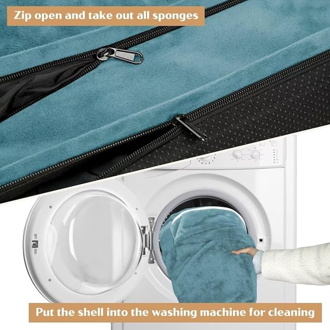 Comfort Expression Orthopedic Dog Bed for Large Dogs 36x27 Inch, Waterproof Supportive Egg Crate Foam Large Pet Bed with Removable Bolster, Dog Couch with Washable Cover & Non-Slip Bottom, Washed Blue