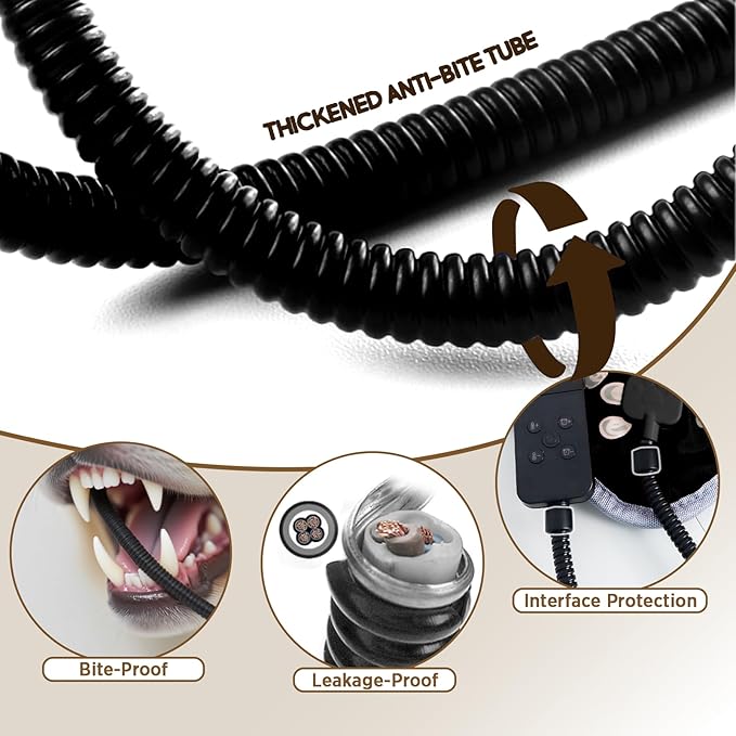 furrybaby Pet Heating Pad, Waterproof Dog Heating Pad Mat for Cat with Durable Anti-Bite Tube Indoor for Puppies Dogs Cats (1 Pack Black, 24 X 16in, Temp Adjustable)