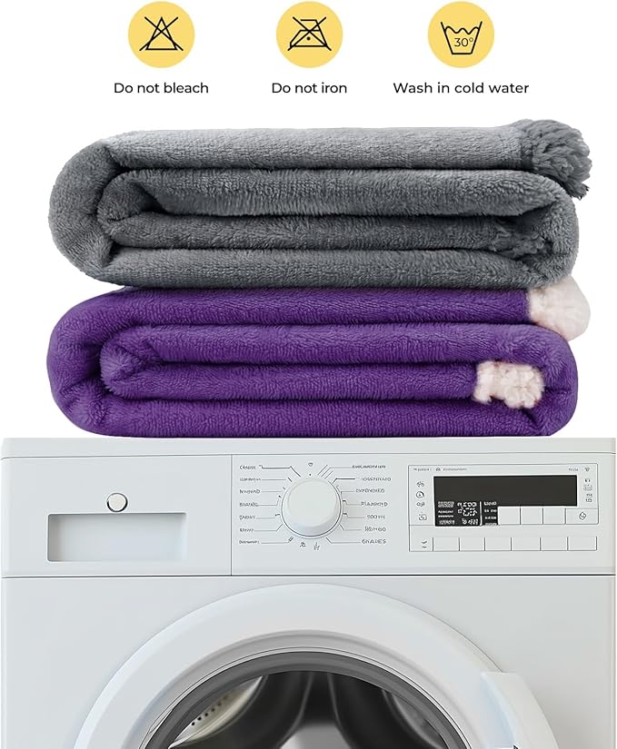 Luciphia Waterproof Bed Blanket Washable,Soft Sherpa Fleece Puppy Reversible Throw Blankets for Small Dog Cat,Furniture Cover Protector Couch Bed from Liquid Pee and Pet Fur, Purple White, 40" x 28"