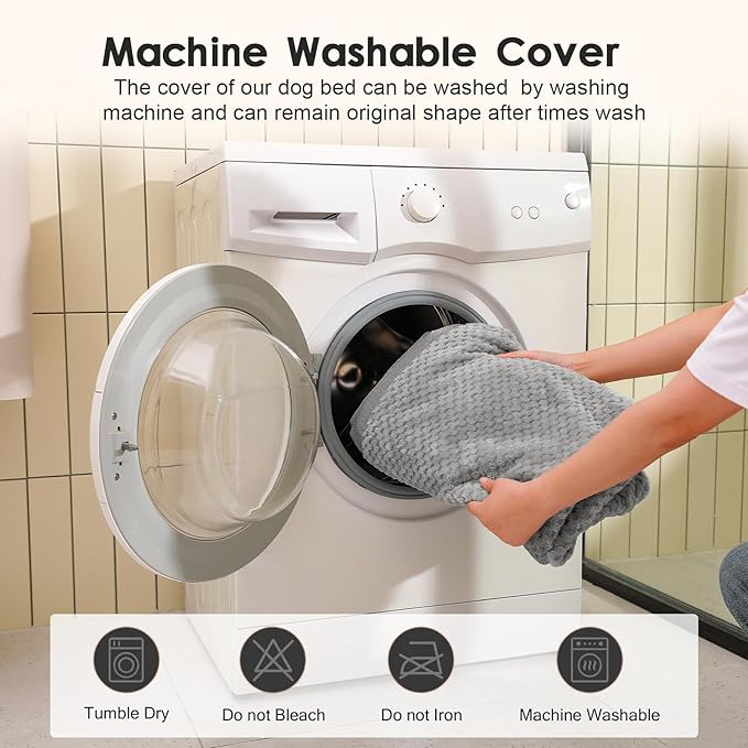 Orthopedic Dog Beds Large Sized Dog, Memory Foam Pet Bed for Medium and Large Dogs, Washable Removable Cover, Nonskid Bottom, Waterproof, 36x27x6 Inches, Light Grey