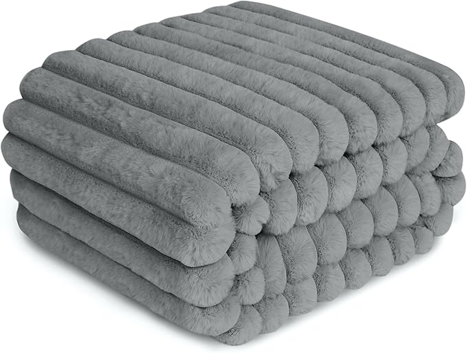 Waterproof Dog Blanket for Bed, Luxury Plush Washable Large Dogs Blankets for Furniture Protection, Super Soft Calming Pet Blanket for Indoors (Grey, 60"x80")