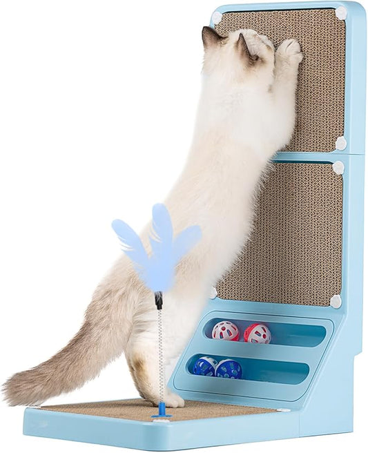 Cat Scratching Board Kitten Scratching Ball Wall Scratchers for Indoor Cats L Shaped Cat Scratcher Cats with Scratcher Pads Blue