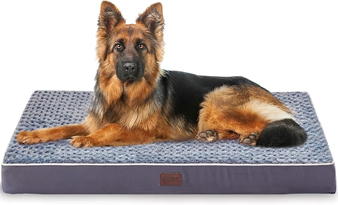 Figopage Orthopedic Memory Foam Dog Bed for Large Dogs, Waterproof Dog Crate Bed, Washable Pet Mat with Removable Cover and Nonskid Bottom