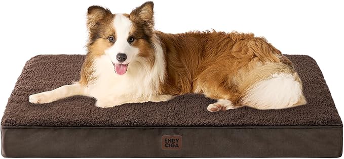 EHEYCIGA Orthopedic XL Dog Beds for Extra Large Dogs with Removable Washable Cover for Crate, Brown, 41x27