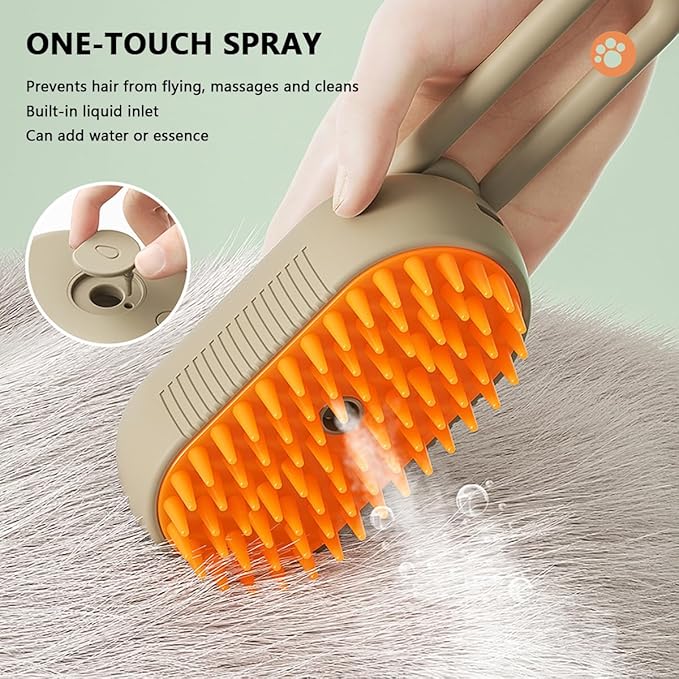 Cat Steam Brush, 3 in 1 Pet Steam Cats Brushes Rechargeable Anti-Static Grooming Brushe, Vibration Massage Cleaning Shedding & Combing Multifunctional Hair Removal Comb for Cats Dog (White)