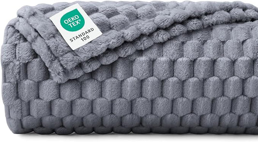 Luciphia Fleece Dog Blanket for Small Medium Large Dogs 3D Jacquard Flannel Puppy Cat Pet Throw Blankets Soft Washable Decorative Furniture Protect Grey, L(41''x31'')