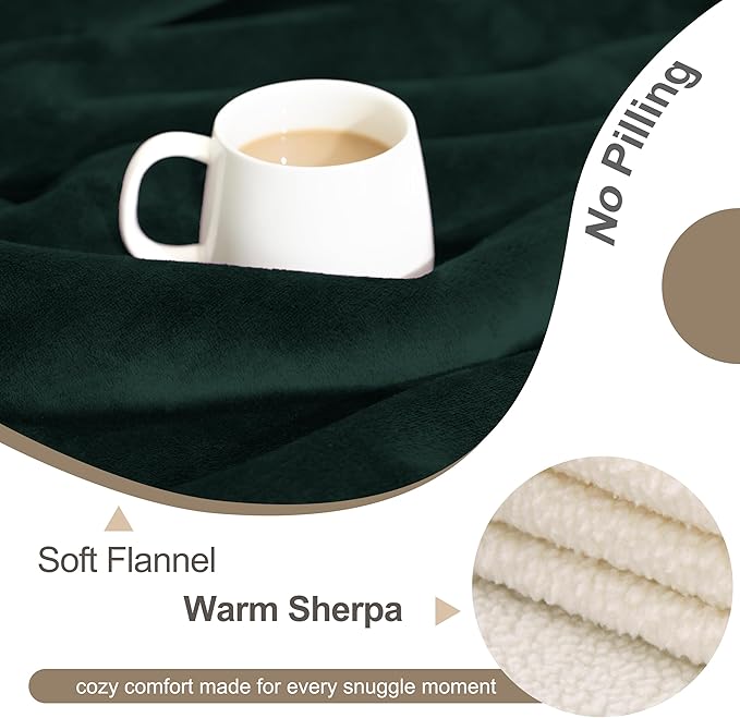 gogobunny Waterproof Bed Blanket, Reversible Sherpa Fleece Throw Blanket for Dog Puppy Cat, Furniture Cover Protects Bed Couch Sofa from Liquid Pee and Pet Fur (Forest Green, 30x70 inches)