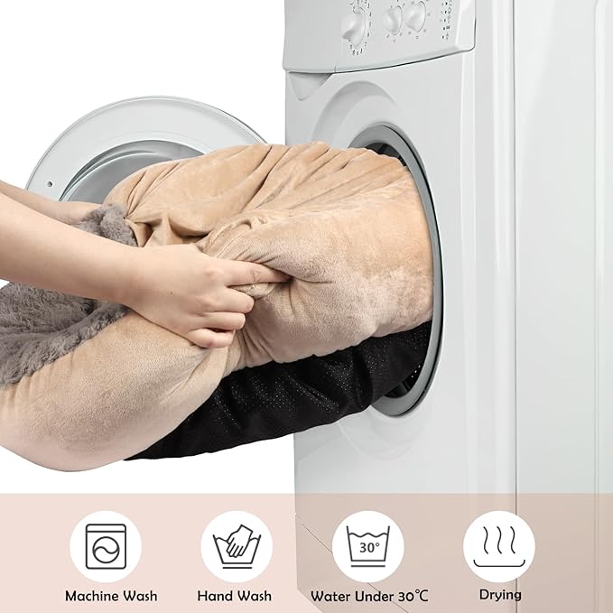 JOEJOY Small Dog Cat Bed With Hooded Blanket, Cozy Cuddler Luxury Puppy Pet Donut Round Calming Anti-Anxiety Burrow Cave - Anti-Slip Bottom, Machine Washable, 23 Inch