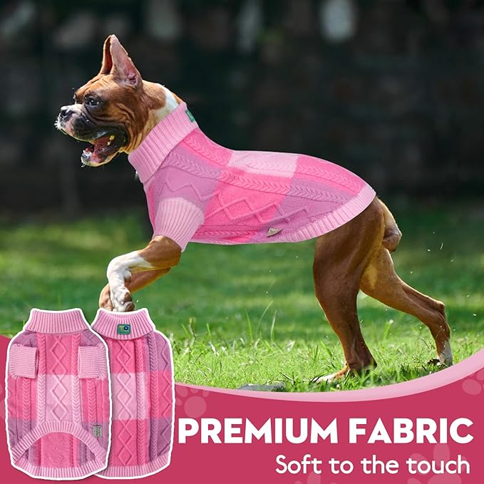 Pet Sweaters,Turtleneck Pullover Dog Sweater,Pet Sweaters for Dogs,Pet Clothes,Pet Clothing,Suitable for All Types of Dogs and Most Seasons (Pink Group, XL)