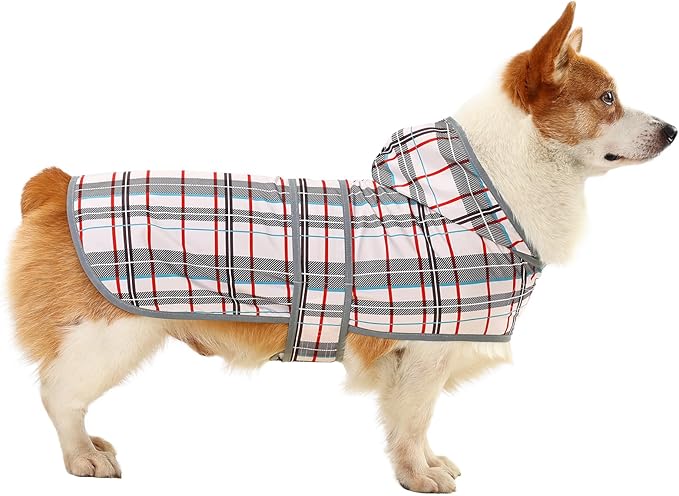 Dog Raincoat Hooded,Waterproof Rain Coat for Dogs with Adjustable Belly Strap,Reflective Strips, Lightweight Slicker Poncho Rain Jacket for Small Medium Large Dogs