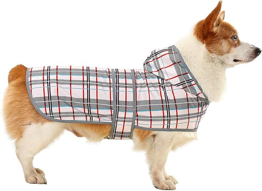 Dog Raincoat Hooded,Waterproof Rain Coat for Dogs with Adjustable Belly Strap,Reflective Strips, Lightweight Slicker Poncho Rain Jacket for Small Medium Large Dogs