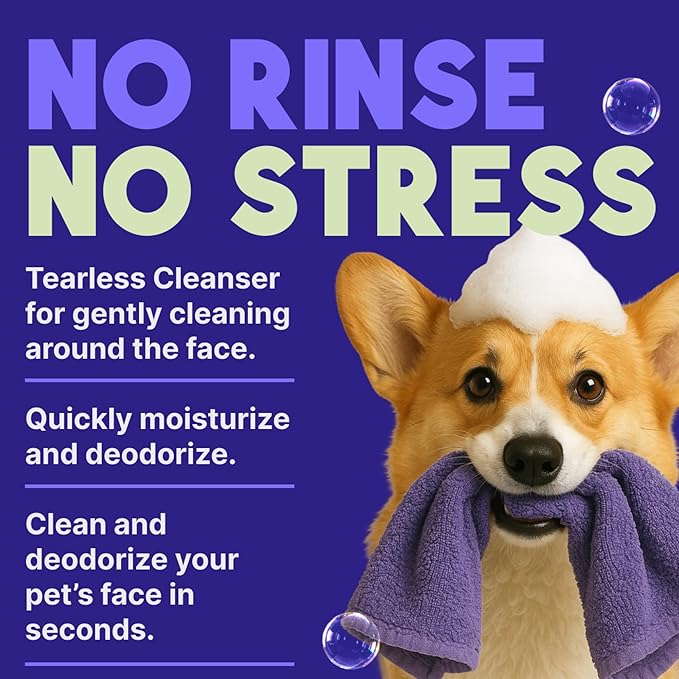 TropiClean Warm Vanilla Waterless Facial Cleanser for Dogs | Dog Foam Face Wash | Dog Face Wash Derived from Natural Ingredients | Cat Friendly | Made in the USA | 7.4 oz.