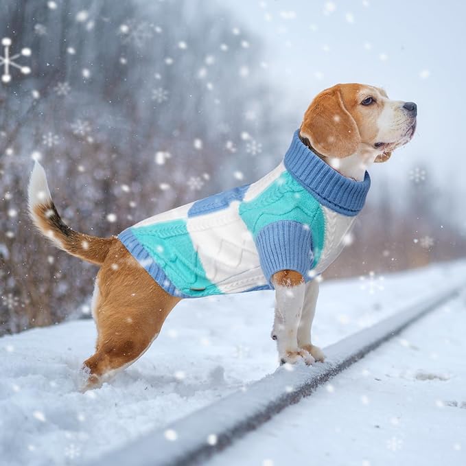 Pet Sweaters,Turtleneck Pullover Dog Sweater,Pet Sweaters for Dogs,Pet Clothes,Pet Clothing,Suitable for All Types of Dogs and Most Seasons (Blue Group,2XL)