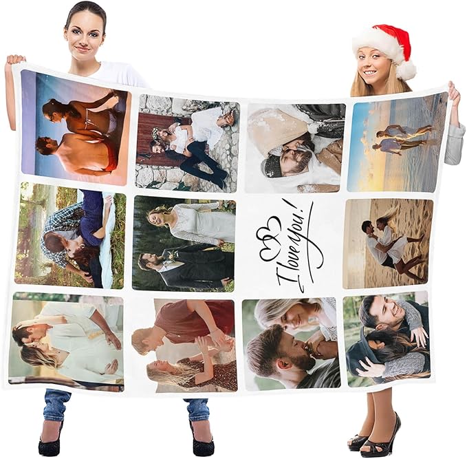 Personalized Blanket with Photo, Custom Photo Blanket, Customized Picture Blankets, Customizable Blankets, Personalized Anniversary Birthday Gifts for Women & Men