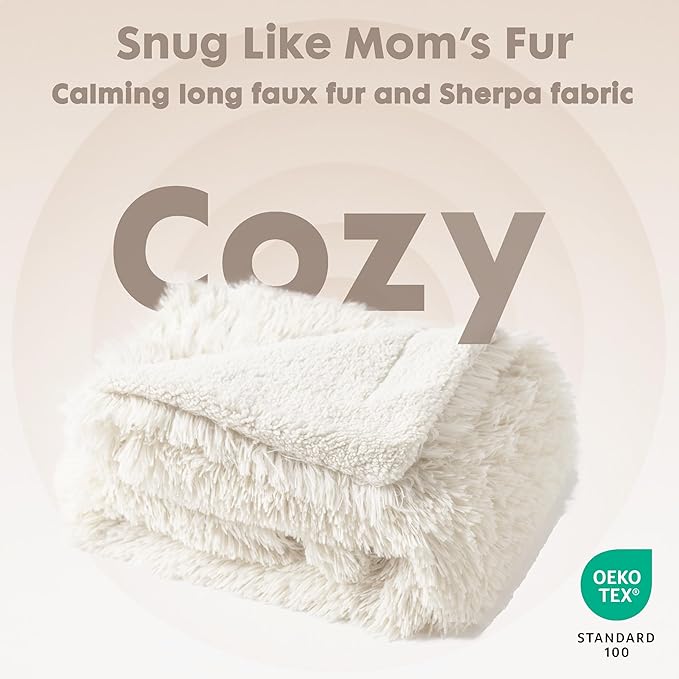 gogobunny Waterproof Dog Blanket for Large Dogs, Cats, Puppy, Reversible Faux Fur Pet Throw Blanket, Washable, Calming Furniture Protection for Sofa Bed (40x50 Inch (Pack of 1), Cream)