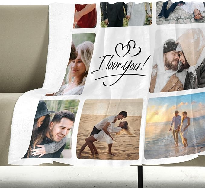 Personalized Blanket with Photo, Custom Photo Blanket, Customized Picture Blankets, Customizable Blankets, Personalized Anniversary Birthday Gifts for Women & Men