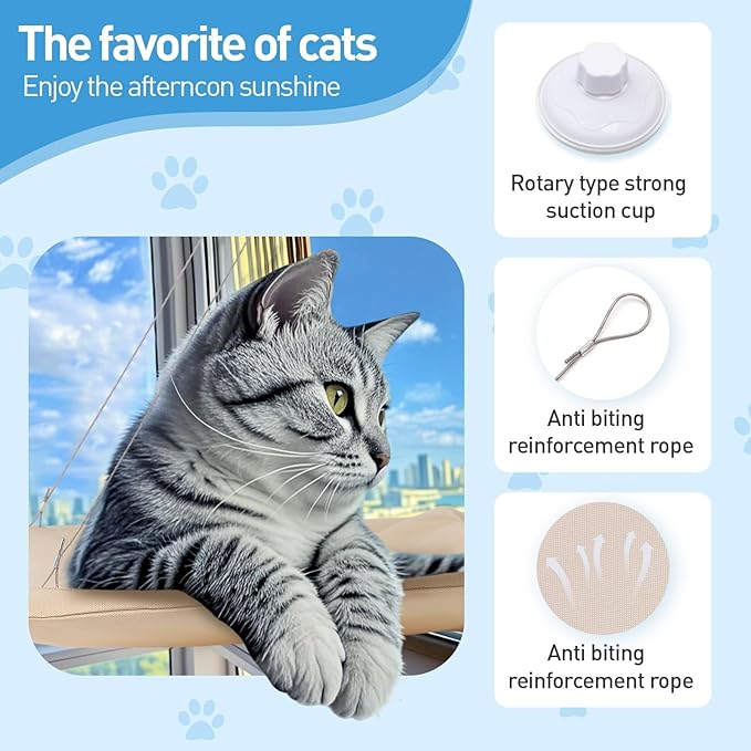 Cats Window Perch, Window cat Bed,Hammock, House, Equipped with Two Powerful Suction Cups, The Load-Bearing Capacity is Stronger, and The cat can Rest Assured to bask in The Sun