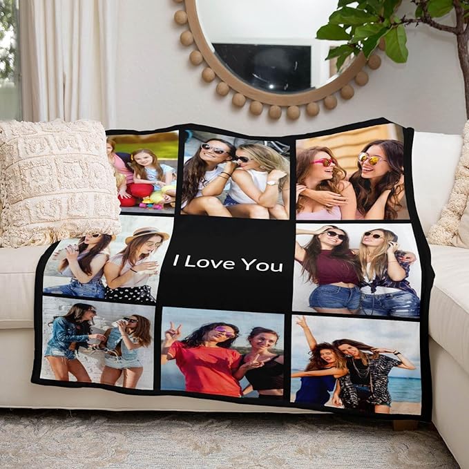 Custom Blanket with Photo, Personalized Photo Blanket, Customized Picture Blankets, Customizable Blankets, Personalized Birthday Gifts for Women, Men, Family, Friend