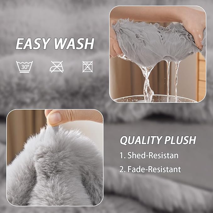 Dog Blanket Ultra Soft Fuzzy Faux Fur Cat Blankets for Indoor Cats Ultra Soft Plush Faux Fur Machine Washable Reversible Pet Throw Protector for Couch Furniture 39"X 30" Grey