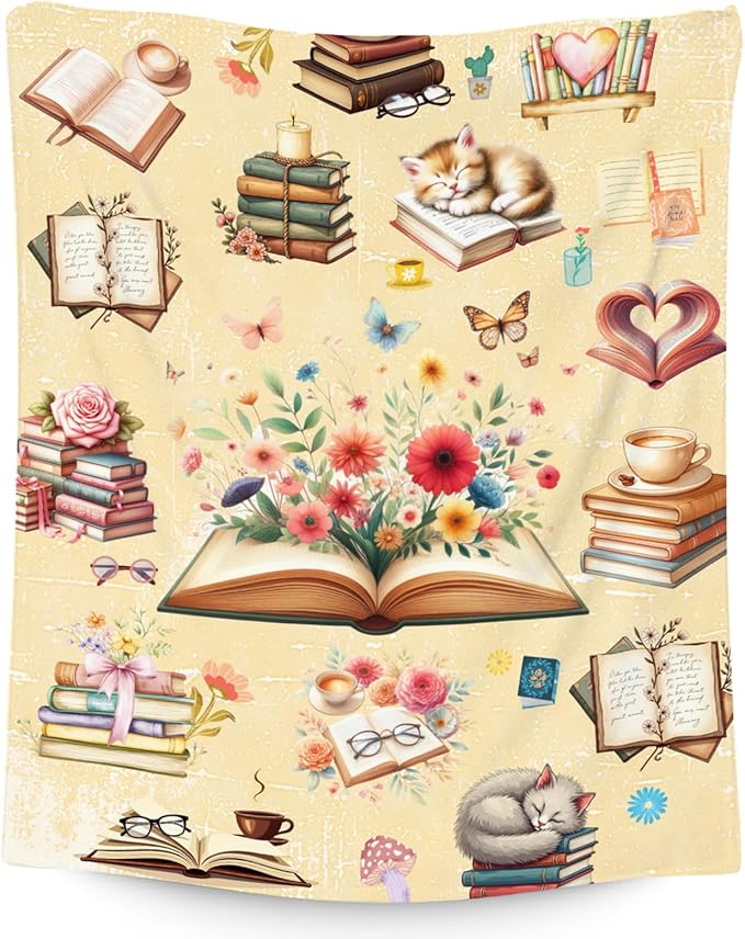 Blanket for Girls, Book Blankets, Book Lovers Gifts for Kids Daughter Granddaughter, 40"x50" Cozy Plush Throw for Library Nap