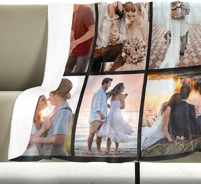 Custom Blanket with Photo, Personalized Photo Blanket, Customized Picture Blankets, Customizable Blankets, Personalized Anniversary Christmas Birthday Gifts for Women Men Her Him Couple