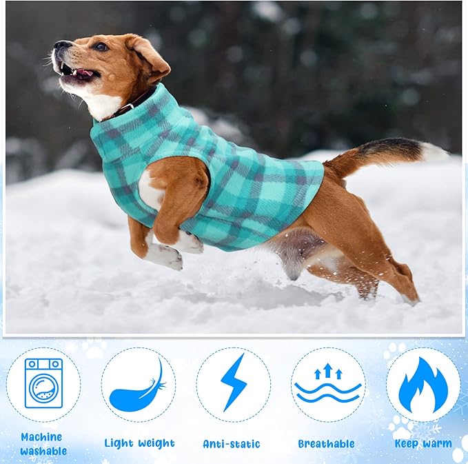 Reginary 10 Pack Medium Dog Sweaters Fleece Pet Dog Clothes with Leash Ring Soft Warm Winter Puppy Plaid Shirt(Stylish)