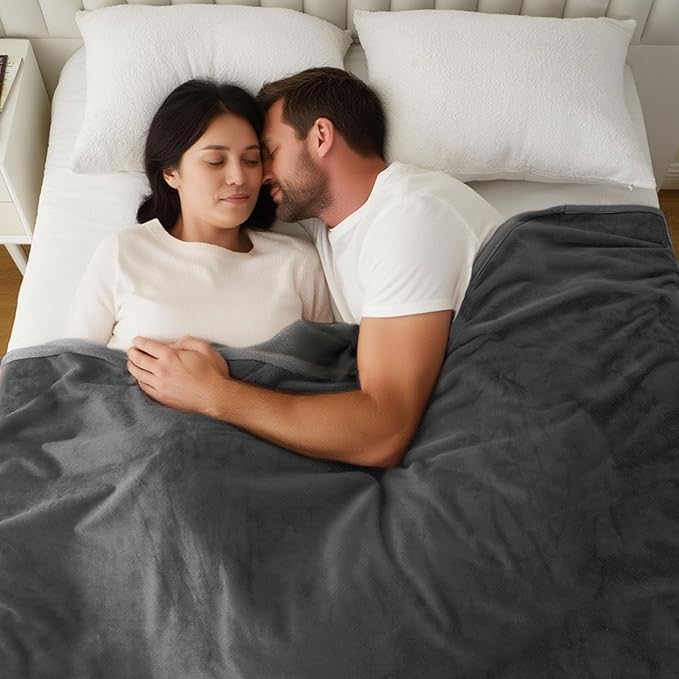 Water Proof Blanket 50x60 Inches - Reversible Flannel Blanket for Bed, Sofa,Couch- Spillproof, Leakproof Soft Double-Sided Dark Grey Throw Blanket for Adults, Pets, Couples