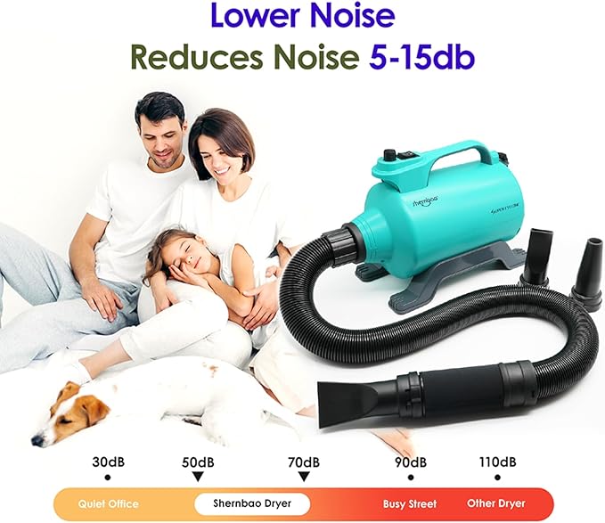 High Velocity Professional Dog Pet Grooming Hair Drying Force Dryer Blower 5.0HP (Super Cyclone) SHD-2600P (Green)