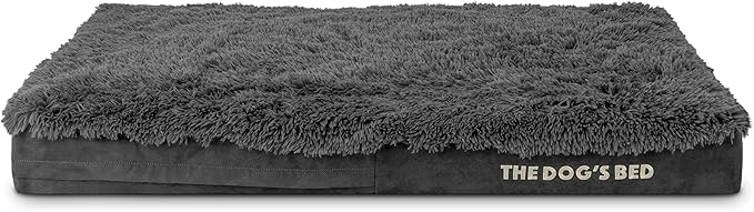 The Dog’s Bed Orthopedic Memory Foam Dog Bed, Large Grey Faux Fur, Pain Relief for Arthritis, Hip & Elbow Dysplasia, Post Surgery, Lameness, Supportive, Calming, Waterproof Cover